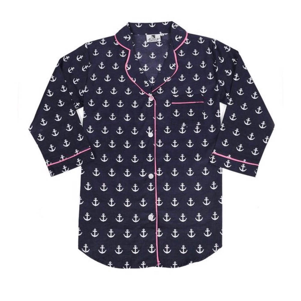 Malabar Bay Sleep Shirt ⚓️ Navy & Pink Anchors